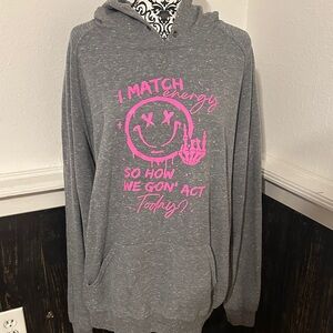 Jerzees Gray Hoodie with Pink Design